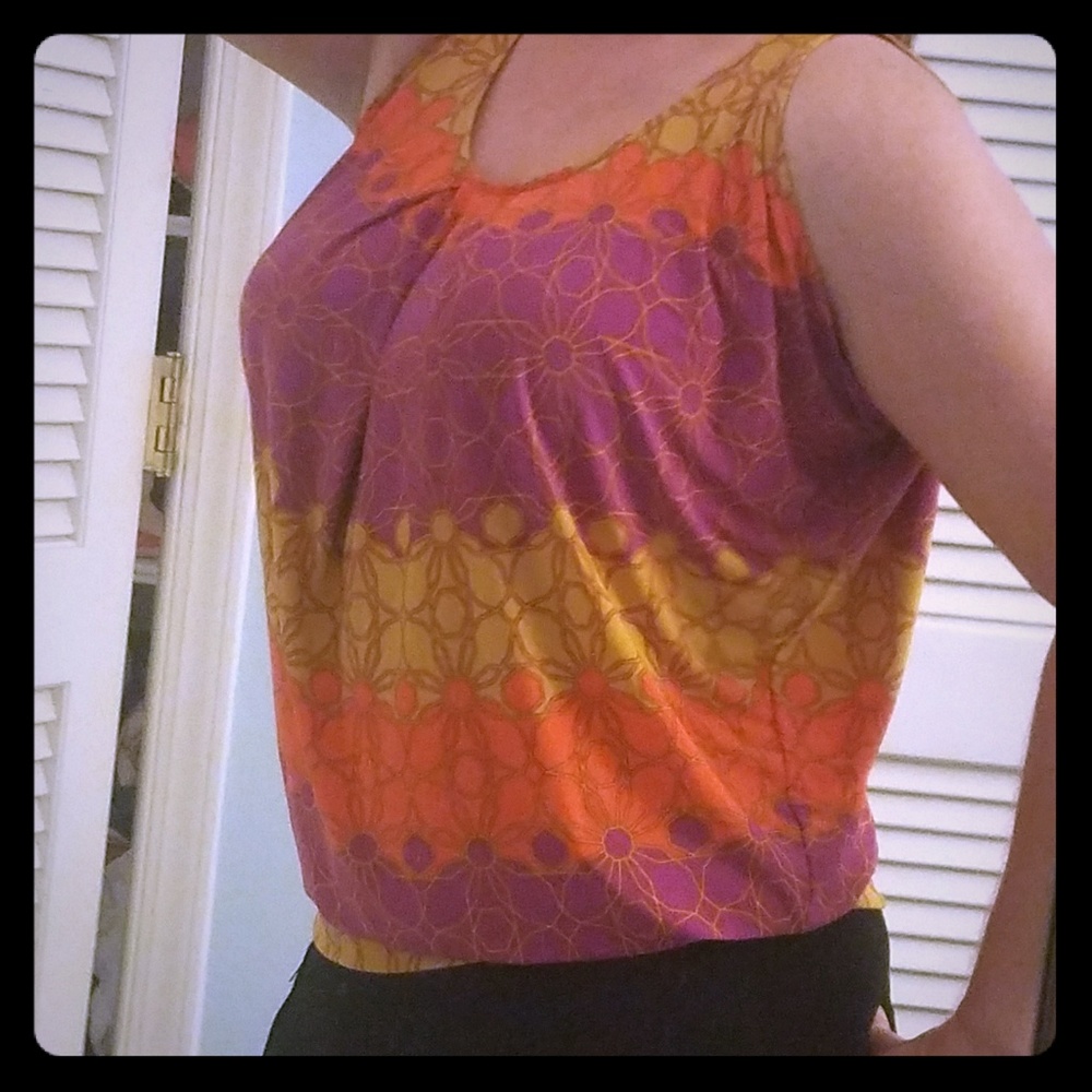 Limited bright print sleeveless blouse